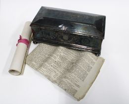Victorian EPNS presentation box by Elkington & Co, hinged lid and fabric lined interior, presented