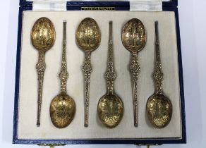 QEII cased set of six silver anointing teaspoons, Birmingham 1952 (6)