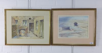 E. BROADHEAD, signed watercolour and another, framed under glass, 31 x 23cm (2)