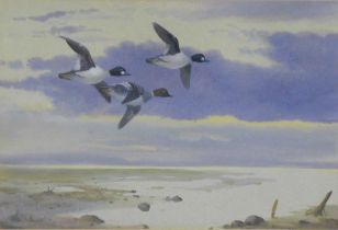 PHILIP RICKMAN, (BRITISH 1891-1982) untitled watercolour of ducks, signed and framed under glass, 27