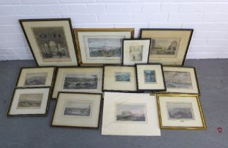 A quantity of various engraved prints, mainly of Malaga, (13)