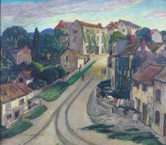 JOSEPHINE HASWELL MILLER , ARSA, (SCOTTISH 1890-1975) VILLAGE IN GLOUCESTER, oil on canvas,