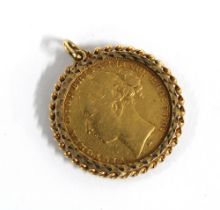 Queen Victoria gold sovereign coin, 1879 in a 9ct gold hallmarked mount