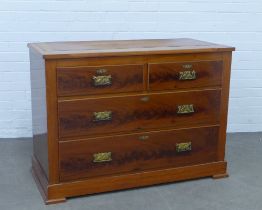 Late 19th / early 20th century mahogany chest with two short and two long drawers, brass Art Nouveau