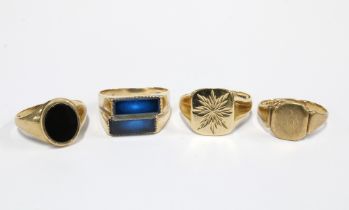 Four Gents 9ct gold rings (4)