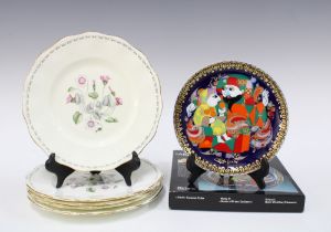 Foley Dwarf Geranium pattern plates and a boxed Aladdin plate designed by Bjorn Wiinblad for