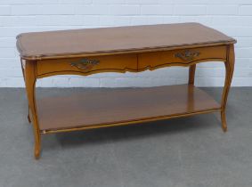 Two drawer coffee table with undertier, 114 x 53 x 54cm.