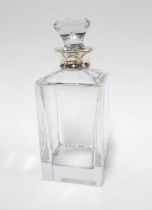 Contemporary glass spirit decanter and stopper with Epns collar by Carrs of Sheffield