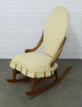 American sugar maple and cream upholstered rocking chair by O'Hearn, of small proportions, 46 x 85cm