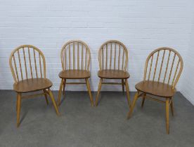 Lucian Ercolani for Ercol , a set of four Model 400 blonde elm hoop back chairs 43 x 83 x 41cm. (4)