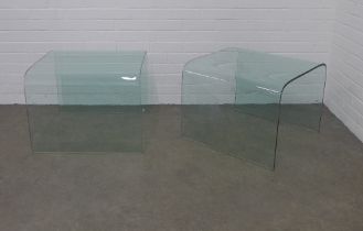 Pair of contemporary curved glass side tables, 60 x 45 x 60cm. (2)