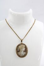 9ct gold Cameo on a yellow metal chain necklace