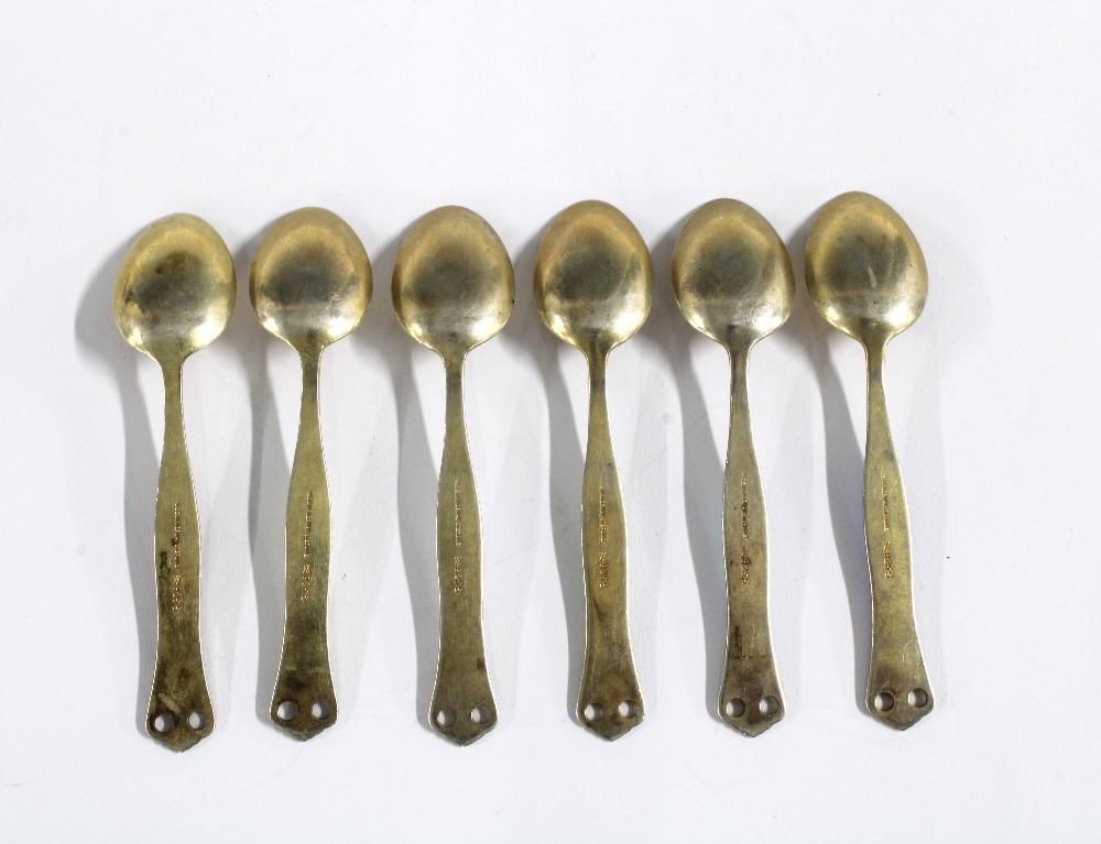 A set of six silver gilt and enamel coffee spoons, stamped Norway Sterling 925S (6) - Image 2 of 3