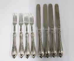 Set of four silver fruit knives and forks, Sheffield 1878 (8)