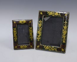 Two green lacquered chinoiserie photograph frames, larger 17 x 22cm (2)