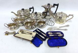 Quantity of Epns wares to include teasets, toastrack and flatware etc (a lot)