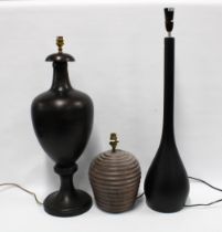 Three various table lamps, 82cm high. (3)