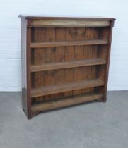 Mahogany open bookcase with pine shelves, 122 x 122 x 32cm.