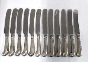 Victorian set of twelve silver pistol handled knives by George Angel, London c1858 (12)