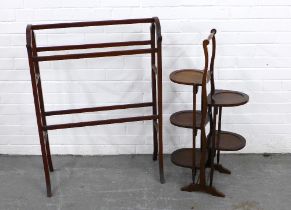 A five tier folding cake stand, and a towel rail, 68 x 95cm, (2)
