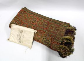 19th century French silk & wool Paisley pattern shawl, with Mce. Dalseme Jne, Cachemires des