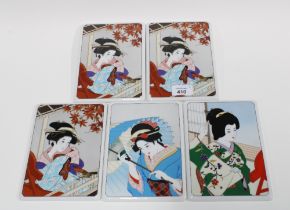 Noritake "Bijin-Ga" series wall hanging tiles, three boxed, 13 x 18cm (5)