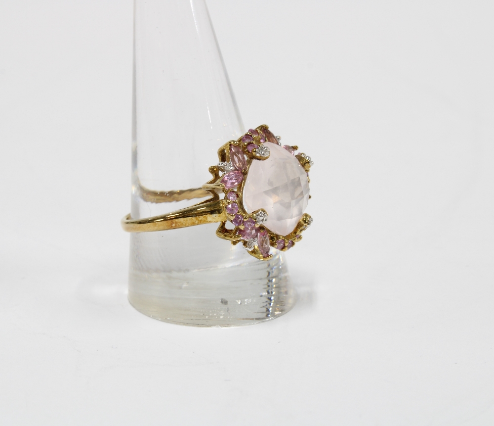 A pair of 9ct gold gemset earrings and a 9ct gold dress ring (2) - Image 3 of 5