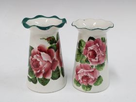 Two Wemyss Grosvenor vases, each painted with cabbage roses, impressed WEMYSS marks and one with