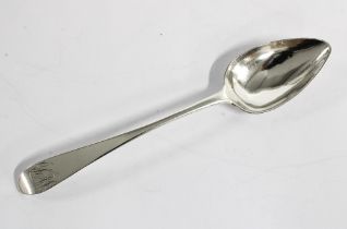 Scottish provincial silver pointed end dessert spoon, Alexander Campbell, Greenock, c1790, 19cm