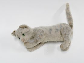 Early 20th century automaton striped cat with wagging tail and moving head, perhaps by Schuco,