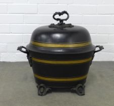 Toleware black and gilt coal bucket, 52 x 48cm.