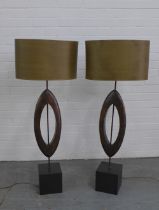 Pair of large contemporary table lamps and shades , 118 x 46cm. (2)