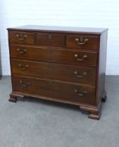 Scottish Georgian mahogany chest, rectangular top with moulded edge over three short and three long