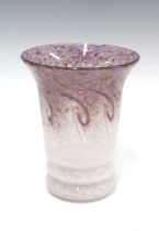 Scottish art glass vase with flared rim, with swirling inclusions, 15 x 18cm.