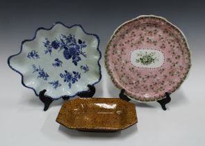 New Stone China, Persian pattern serving dish together with a blue and white leaf shaped dish and