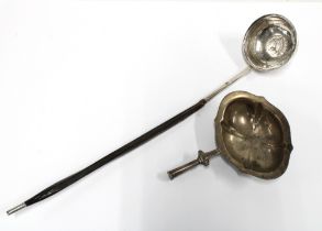 George II coin based toddy ladle with baleen handle and a William IV Scottish silver toddy ladle