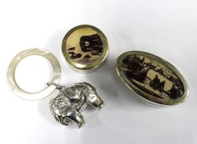 Scottish silver baby's rattle in the form of an elephant, Glasgow 1931, with mother of pearl