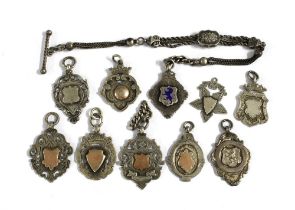 Ten silver fob medallions, late 19th and early 20th century (10)