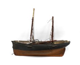 Early 20th century model boat, 45 x 13cm.