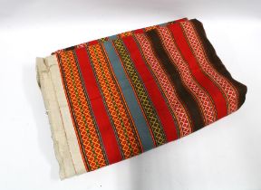 A South American inspired Scottish shawl, with red ground and coloured threads 180 x 173cm