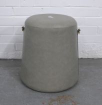 Contemporary grey vinyl upholstered side table / stool, 40cm high