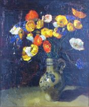 WILLIAM JANSEN, Dutch still life, a jug of flowers, oil on canvas, signed and dated 1918, 32 x 37cm