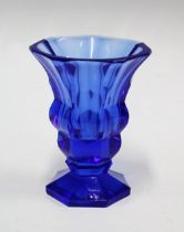 MOSER VASE, DESIGNED BY JOSEF HOFFMANN, blue cut glass, 14cm high