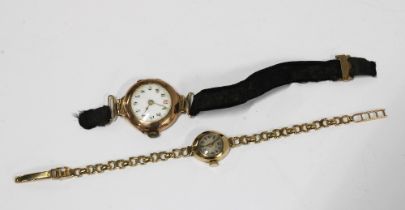 FAVRE LEUBA, Ladies vintage 9ct gold wristwatch on a 9ct gold bracelet strap together with a