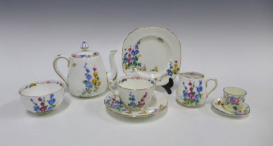 Crown Staffordshire tea set for one, together with a small Tuscan China cup and saucer (8)