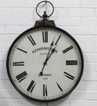 Modern 'Kensington Station' wall clock, 60 x 82cm.