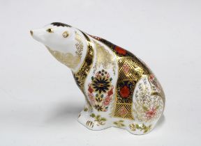 Royal Crown Derby Imari Polar Bear paperweight with gold stopper, 15cm.