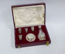 Travelling silver plated communion set, in original fitted box
