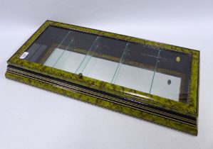 Italian display case, glazed panels with glass shelves, 35 x 75cm.