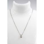 18ct white gold diamond pendant necklace, stamped 750